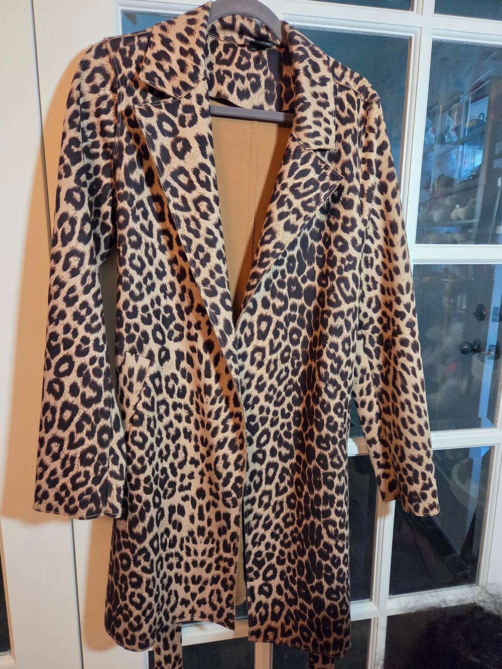 Love Token Leopard Print Belted Coat